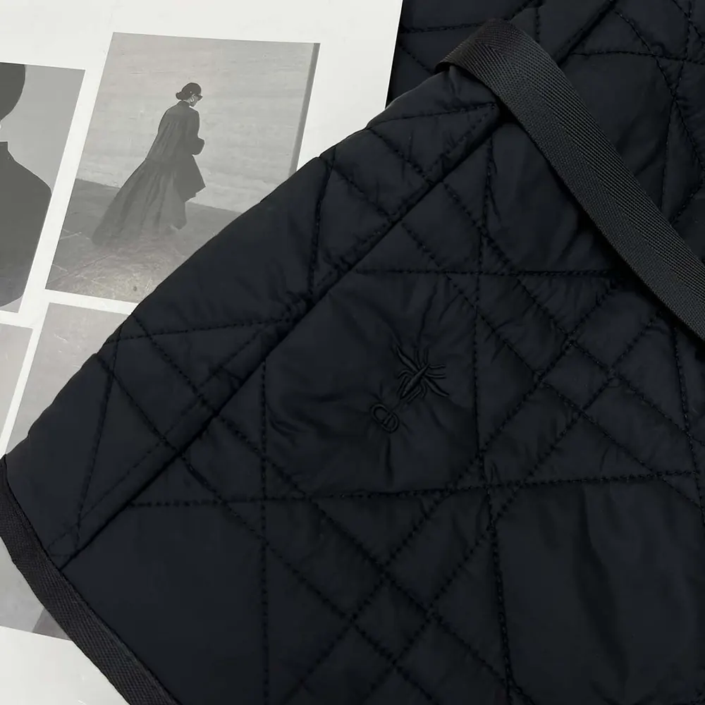 Dior Women Macrocannage Belted Peacoat Black Quilted Technical Taffeta - image 8