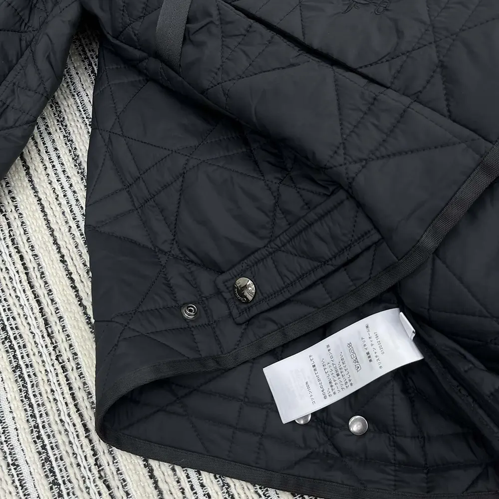 Dior Women Macrocannage Belted Peacoat Black Quilted Technical Taffeta - image 9