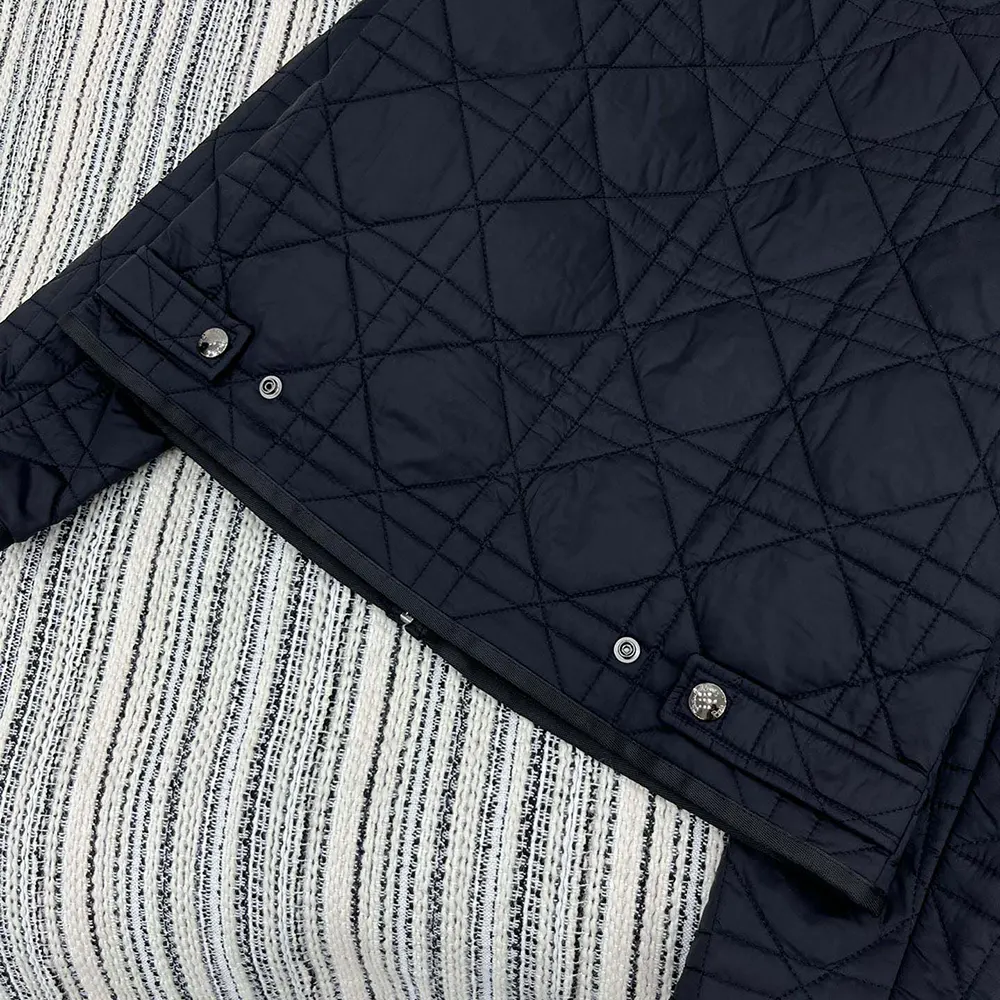 Dior Women Macrocannage Belted Peacoat Black Quilted Technical Taffeta - image 7