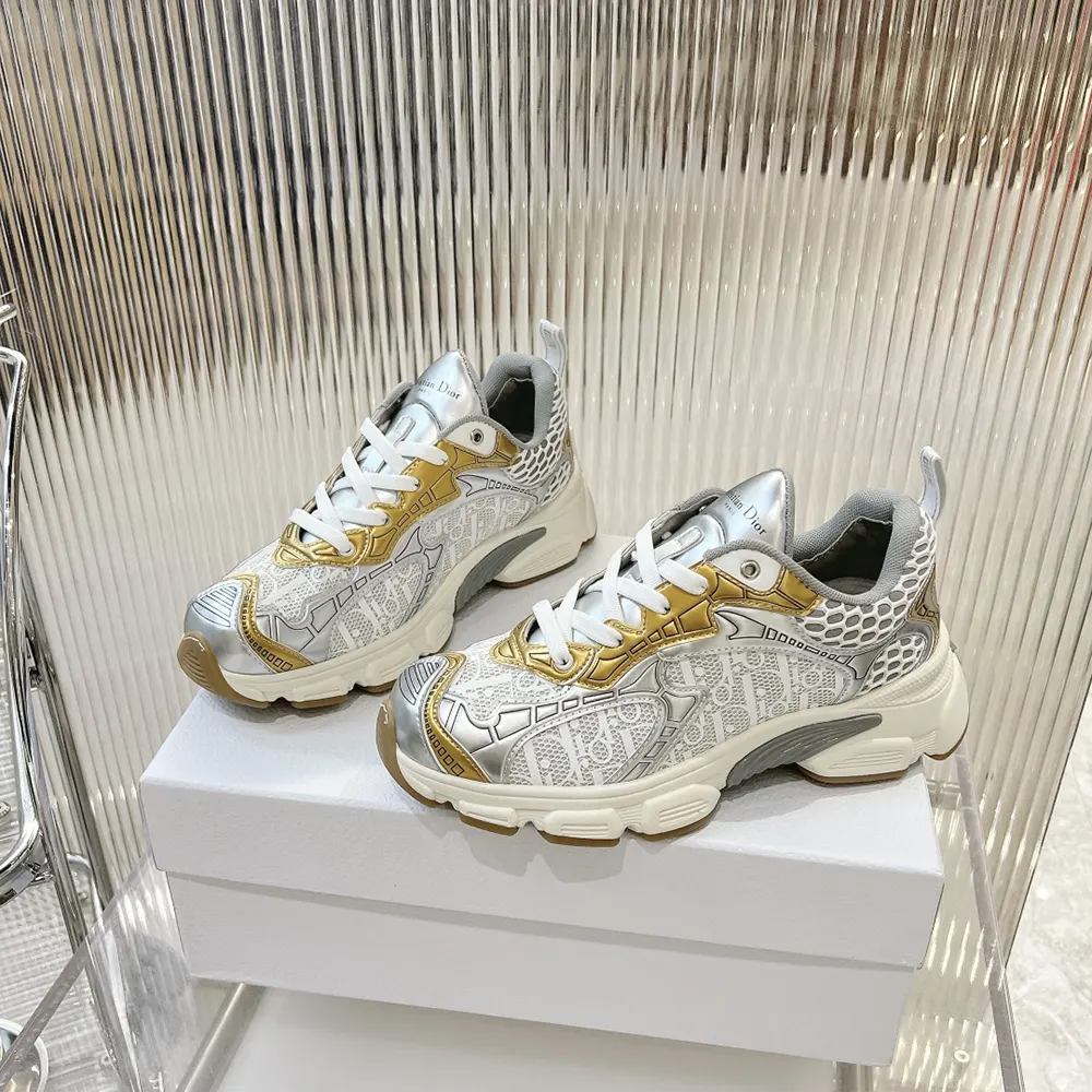 Top view showing lace-up closure and mixed-metal details on Dior Vibe Sneaker