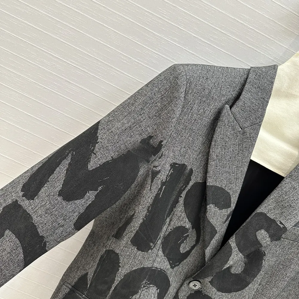 Dior Women Blazer Gray End-on-End Virgin Wool with Black Miss Dior Graffiti Motif - image 5