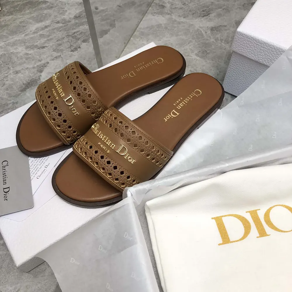 Dior Women Camel Calfskin with Openwork Microcannage Motif - image 5