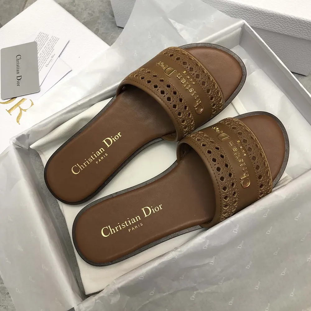 Dior Women Camel Calfskin with Openwork Microcannage Motif - image 4