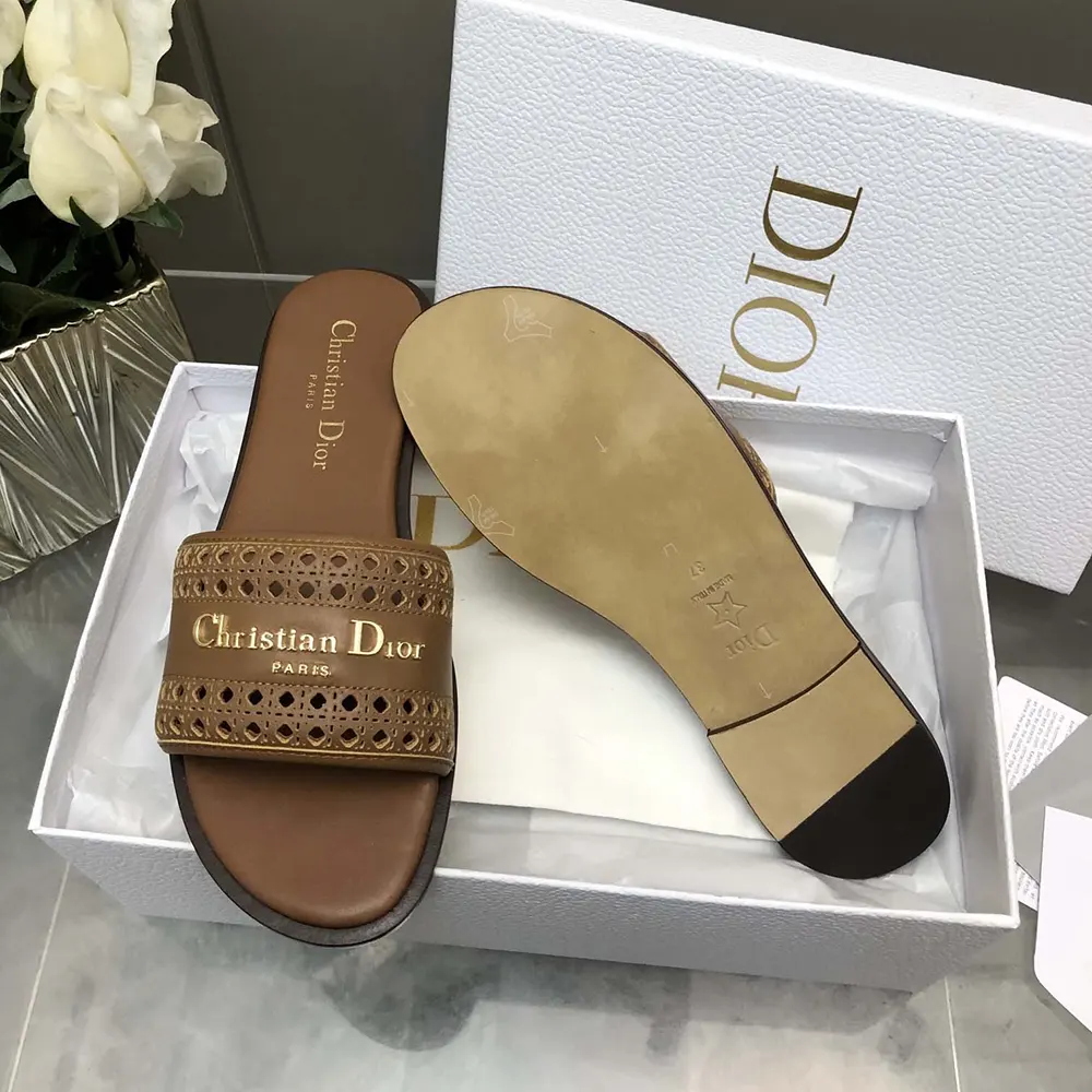 Dior Women Camel Calfskin with Openwork Microcannage Motif - image 10