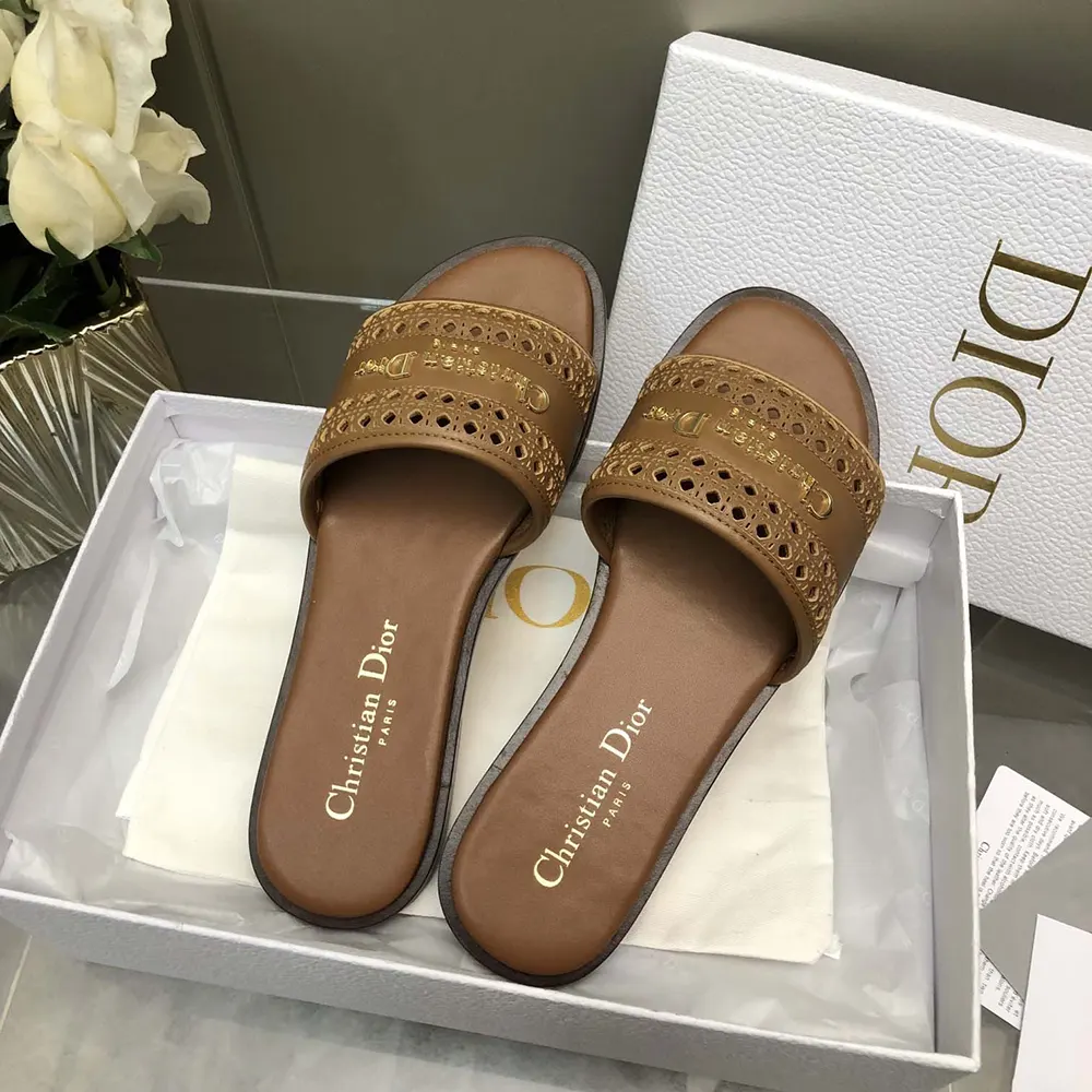 Dior Women Camel Calfskin with Openwork Microcannage Motif - image 8