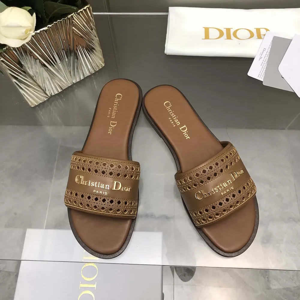 Dior Women Camel Calfskin with Openwork Microcannage Motif - image 7