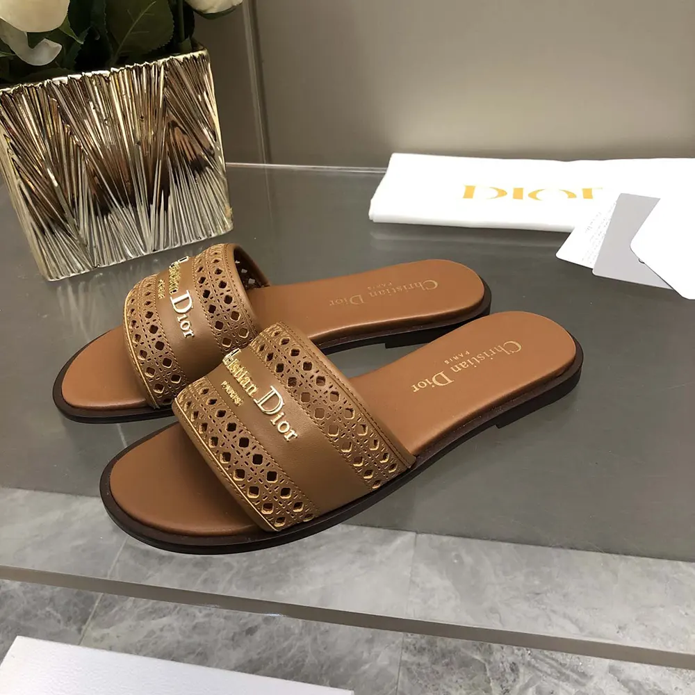 Dior Women Camel Calfskin with Openwork Microcannage Motif - image 6
