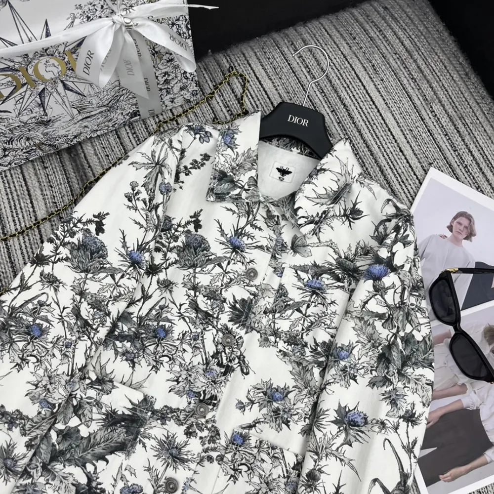 Dior Women Caro Jacket White Cotton Denim with Blue Dior Chardons Motif - image 4