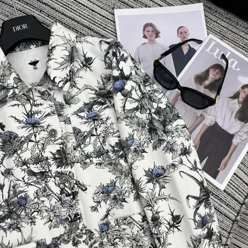 Dior Women Caro Jacket White Cotton Denim with Blue Dior Chardons Motif - image 5