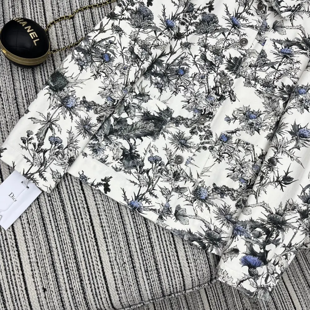 Dior Women Caro Jacket White Cotton Denim with Blue Dior Chardons Motif - image 9
