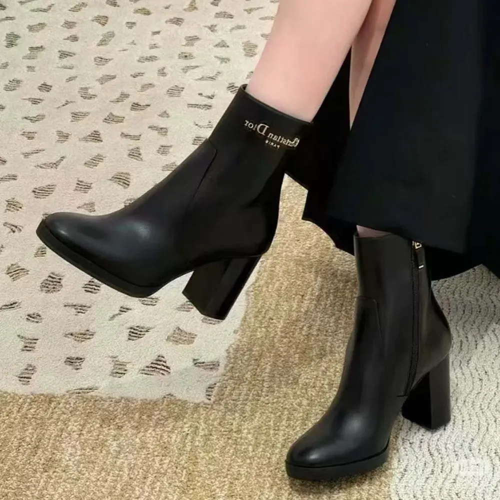 Dior Women D-Town Heeled Ankle Boot Black Calfskin - image 5