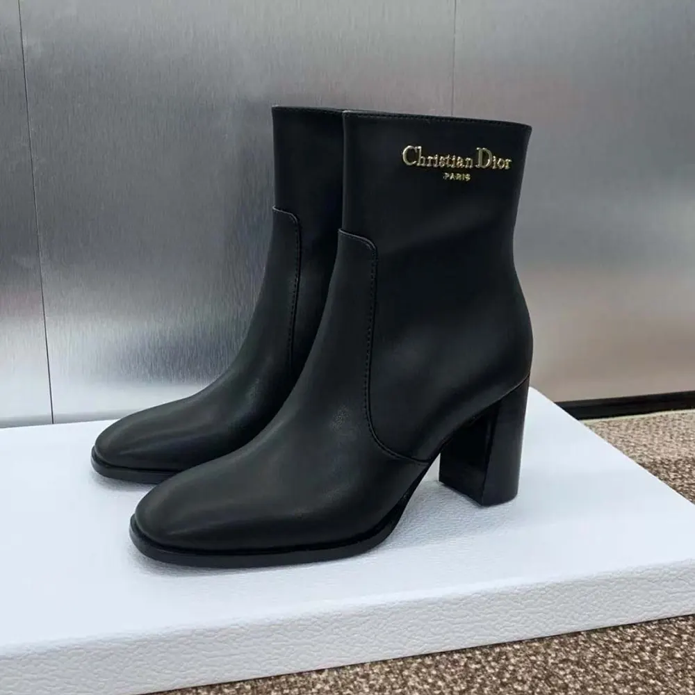 Dior Women D-Town Heeled Ankle Boot Black Calfskin - image 4
