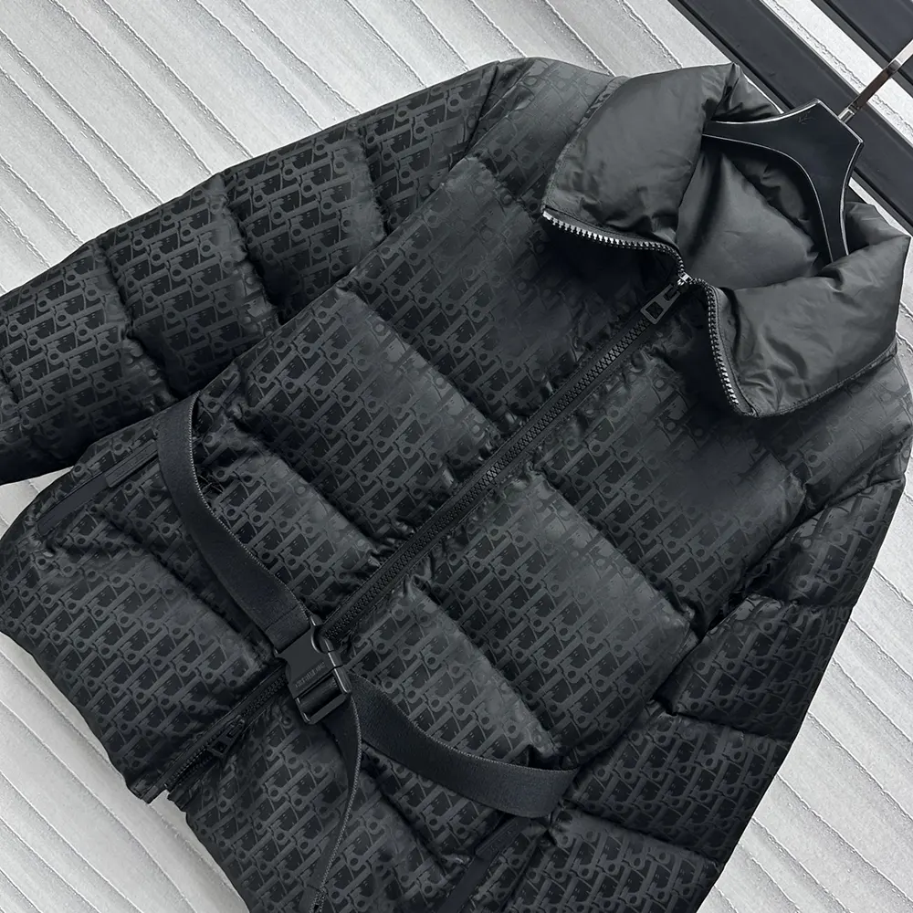 Dior Women DiorAlps Belted Puffer Jacket Black Quilted Technical Taffeta Jacquard - image 5