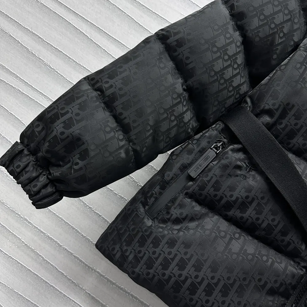 Dior Women DiorAlps Belted Puffer Jacket Black Quilted Technical Taffeta Jacquard - image 8