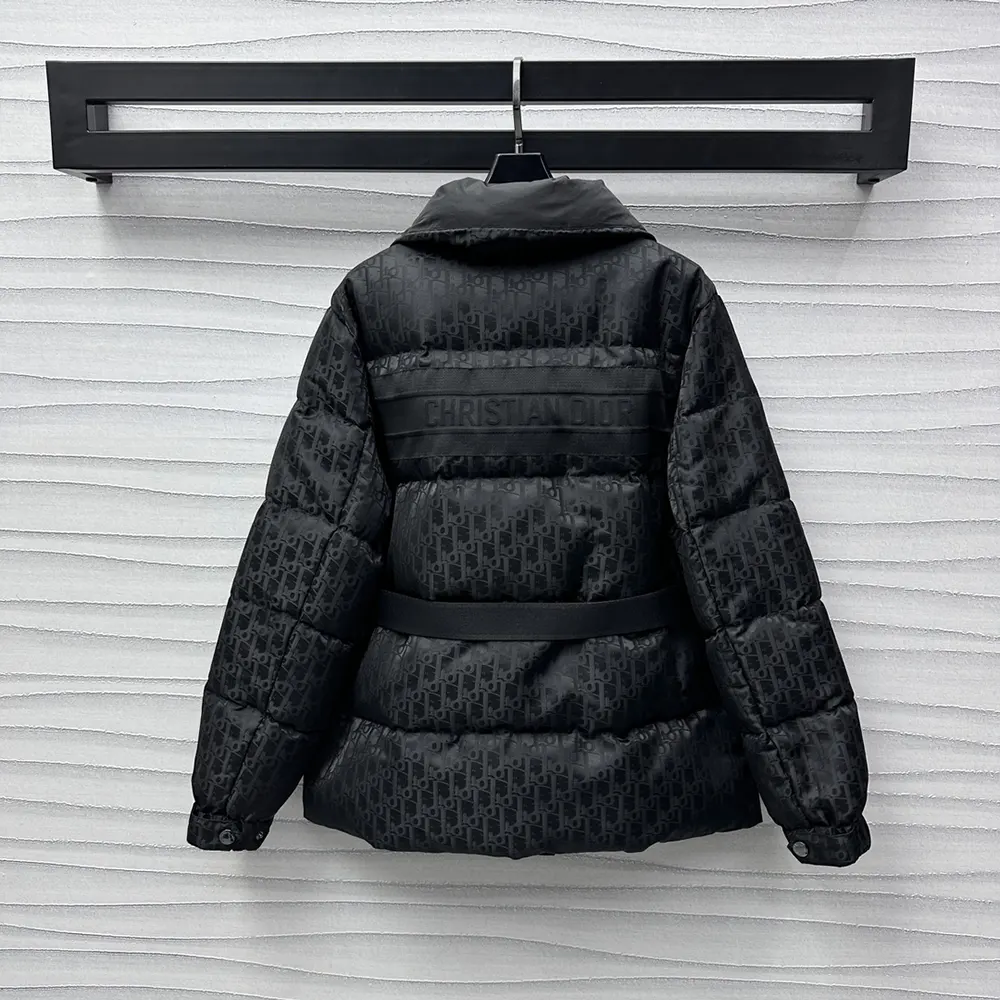 Dior Women DiorAlps Belted Puffer Jacket Black Quilted Technical Taffeta Jacquard - image 4
