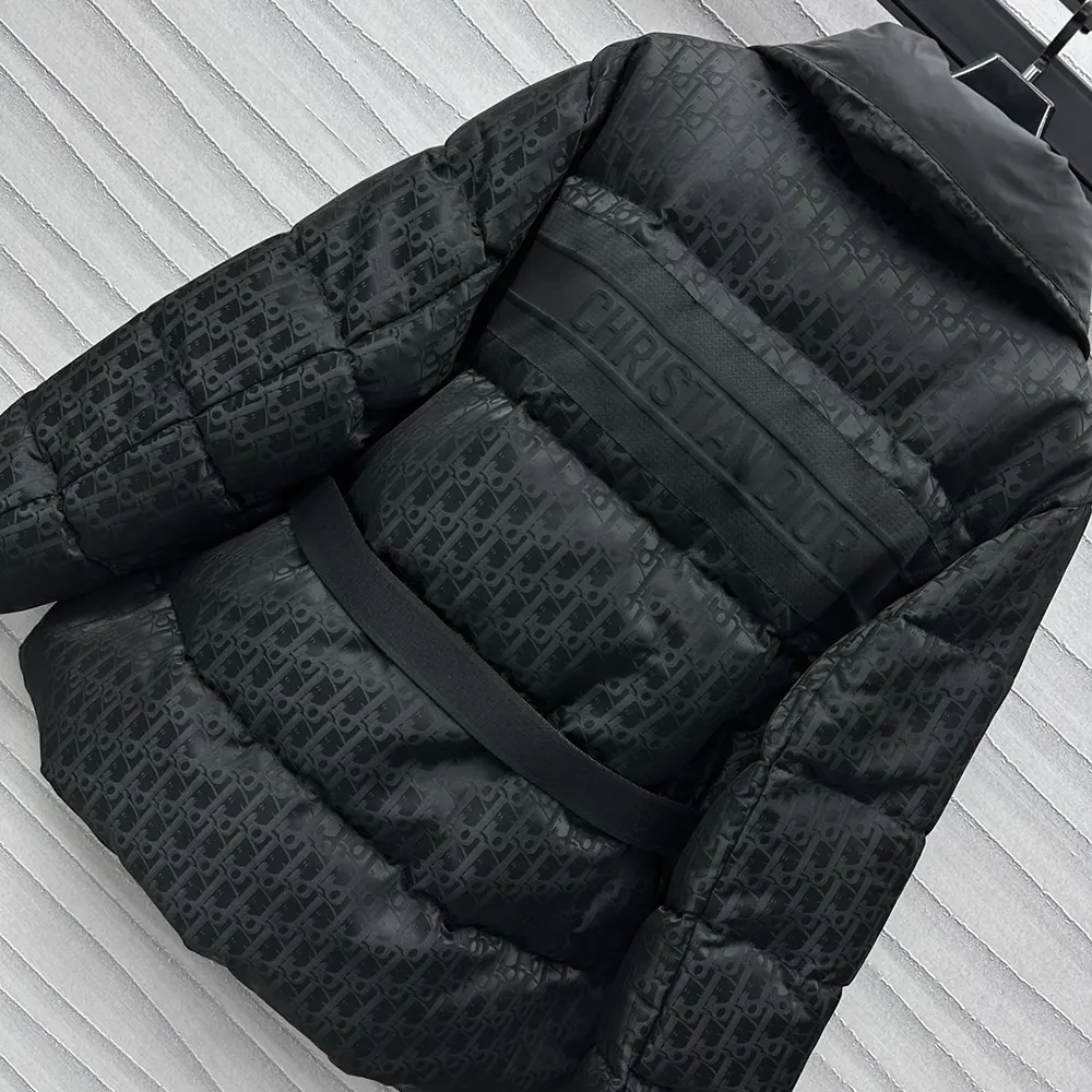Dior Women DiorAlps Belted Puffer Jacket Black Quilted Technical Taffeta Jacquard - image 6