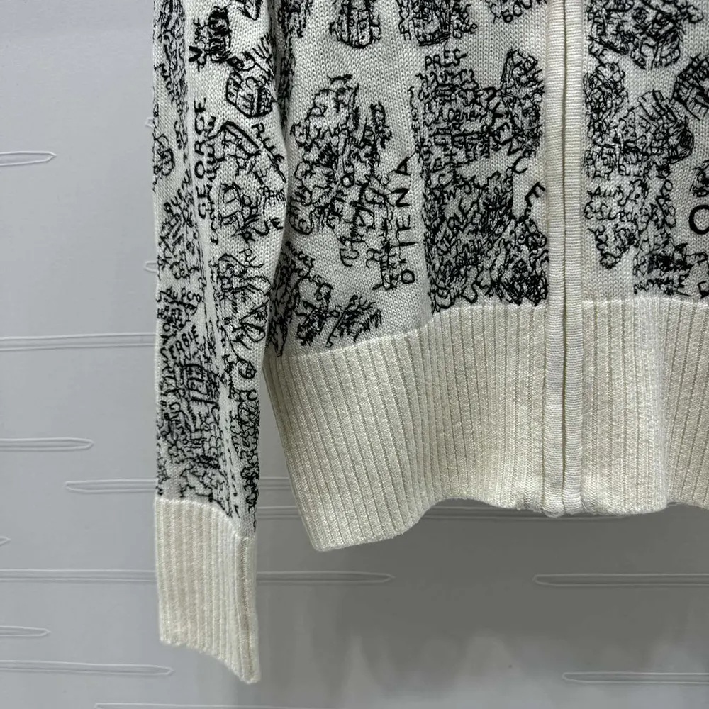 Dior Women DiorAlps Mock-Neck Cardigan White and Black Wool and Cashmere Knit - image 9