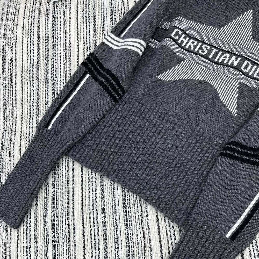 Dior Women DiorAlps Mock Neck Sweater Gray Virgin Wool and Cashmere Knit with White Dior Star Motif - image 6