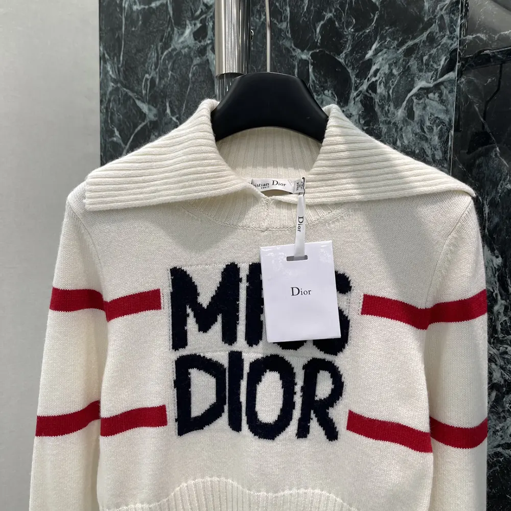 Dior Women DiorAlps Mock Neck Sweater White Virgin Wool and Cashmere Knit - image 5