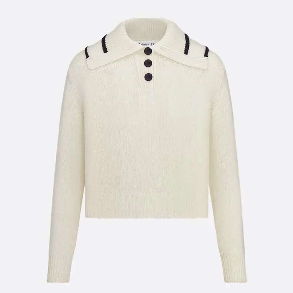 Front view of Dior Women DiorAlps Sweater White Wool and Cashmere Knit