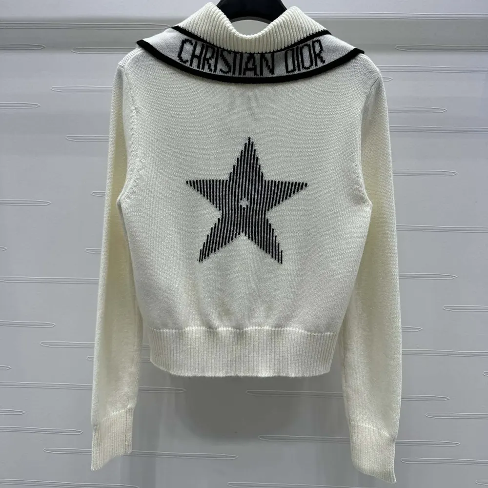Side angle showing silhouette of Dior Women DiorAlps Sweater in white