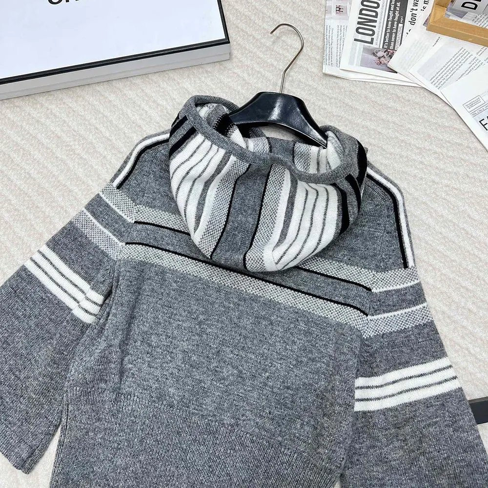 Dior Women DiorAlps Three-Quarter Sleeve Hooded Sweater Gray Wool - image 4
