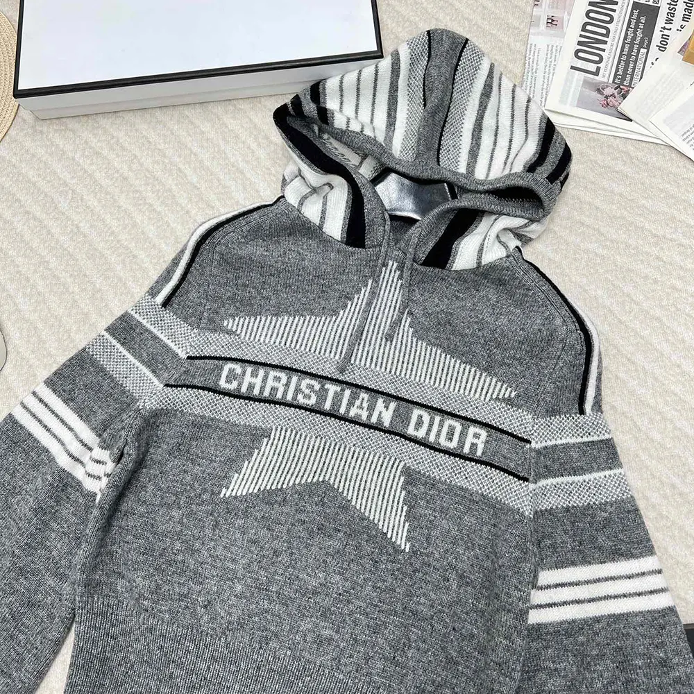 Dior Women DiorAlps Three-Quarter Sleeve Hooded Sweater Gray Wool - image 6