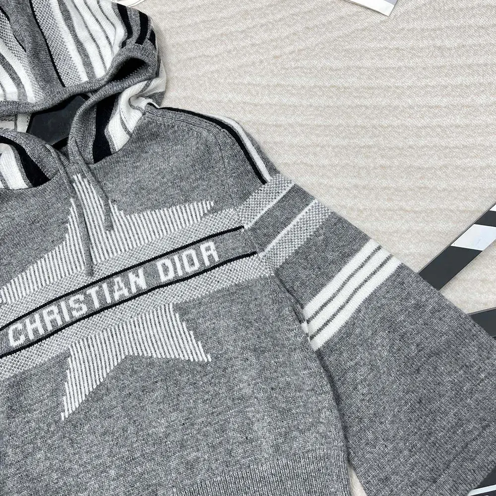 Dior Women DiorAlps Three-Quarter Sleeve Hooded Sweater Gray Wool - image 10