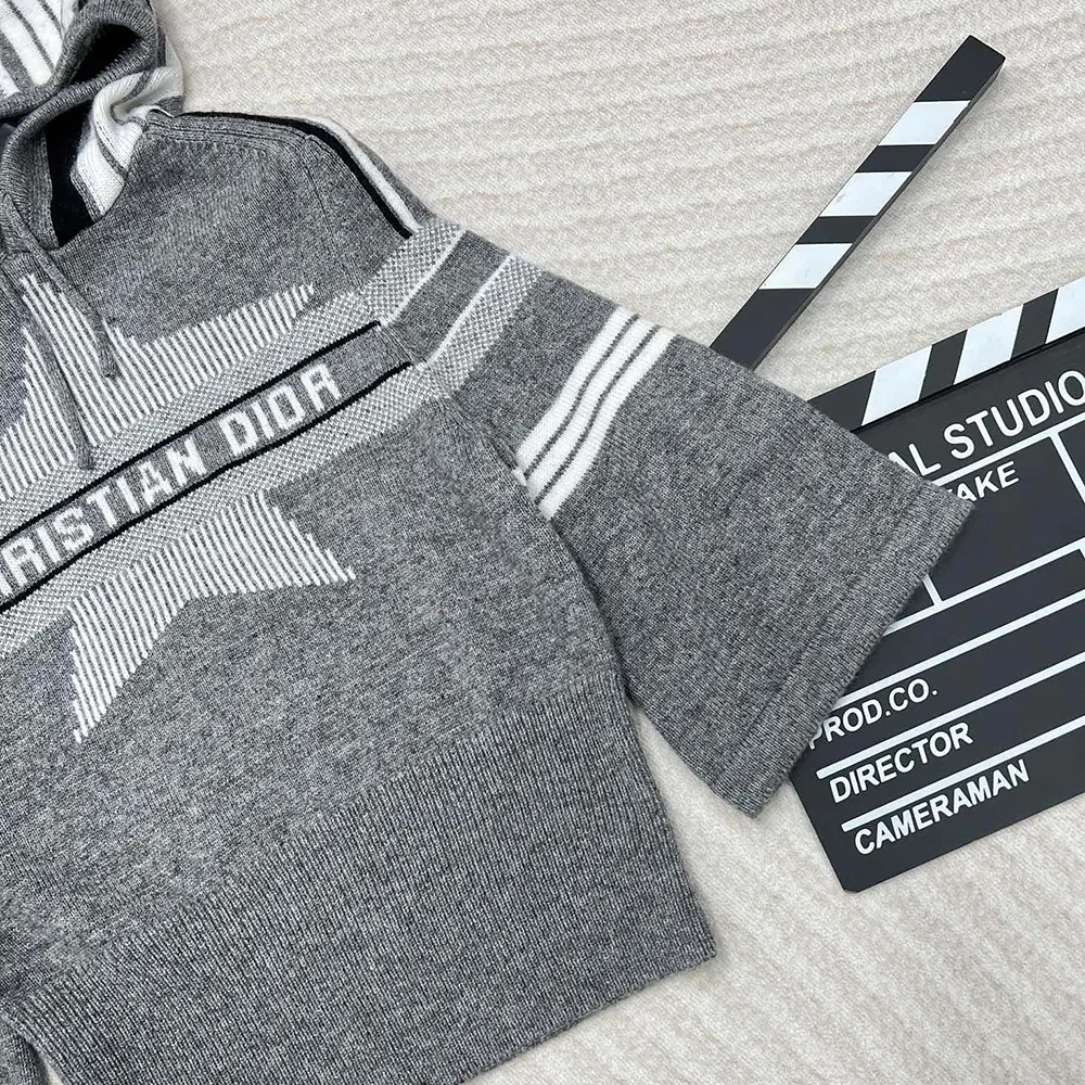 Dior Women DiorAlps Three-Quarter Sleeve Hooded Sweater Gray Wool - image 9