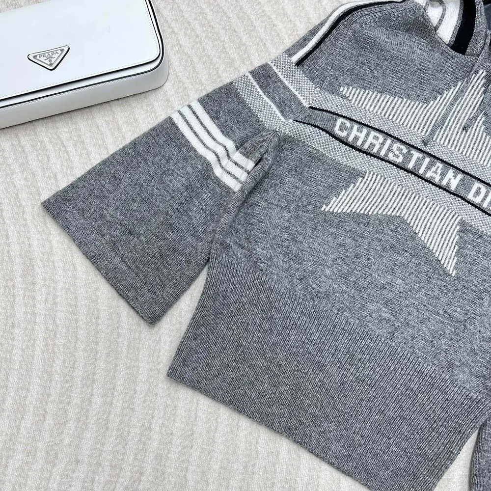 Dior Women DiorAlps Three-Quarter Sleeve Hooded Sweater Gray Wool - image 8