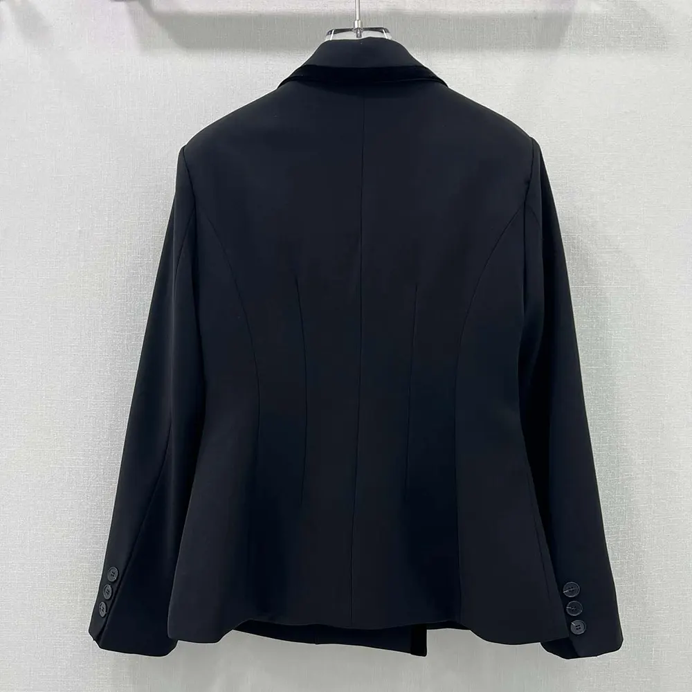 Side angle showcasing tailored fit of Dior Women Embroidered Marlène Jacket
