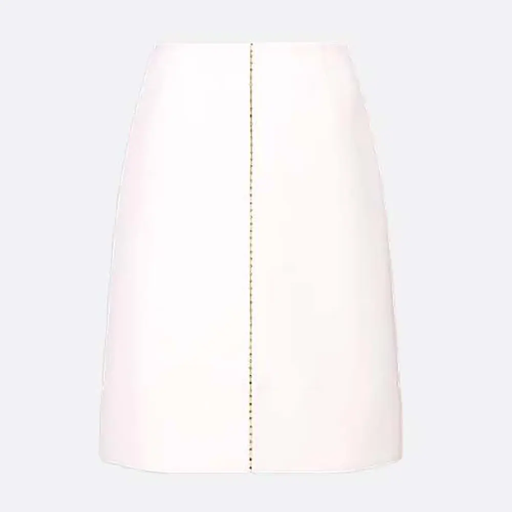 Front view of Dior Women Embroidered Skirt White Wool and Silk