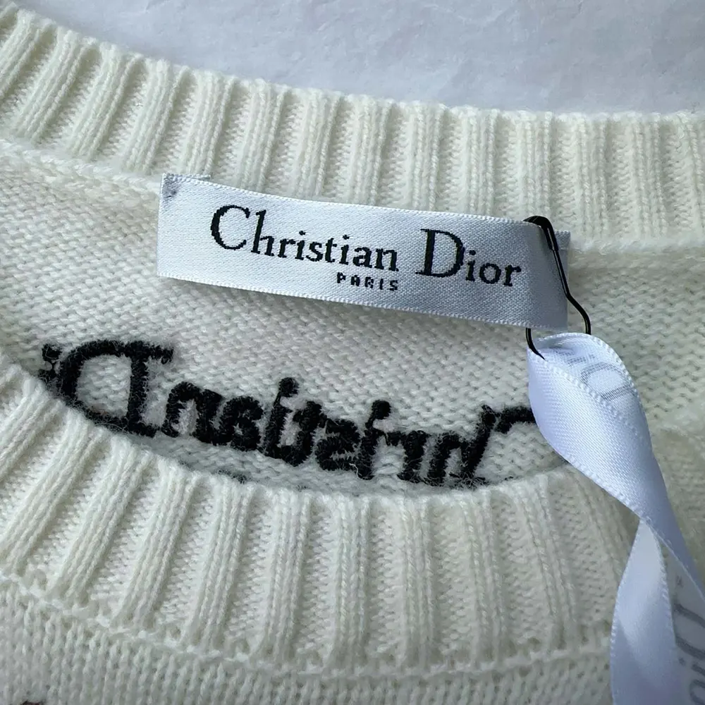 Dior Women Embroidered Sweater White Cashmere Knit with Multicolor Dior 4 Saisons Été Motif - image 8