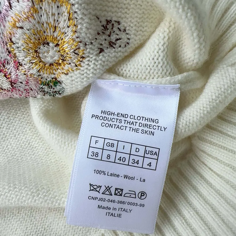 Dior Women Embroidered Sweater White Cashmere Knit with Multicolor Dior 4 Saisons Été Motif - image 10