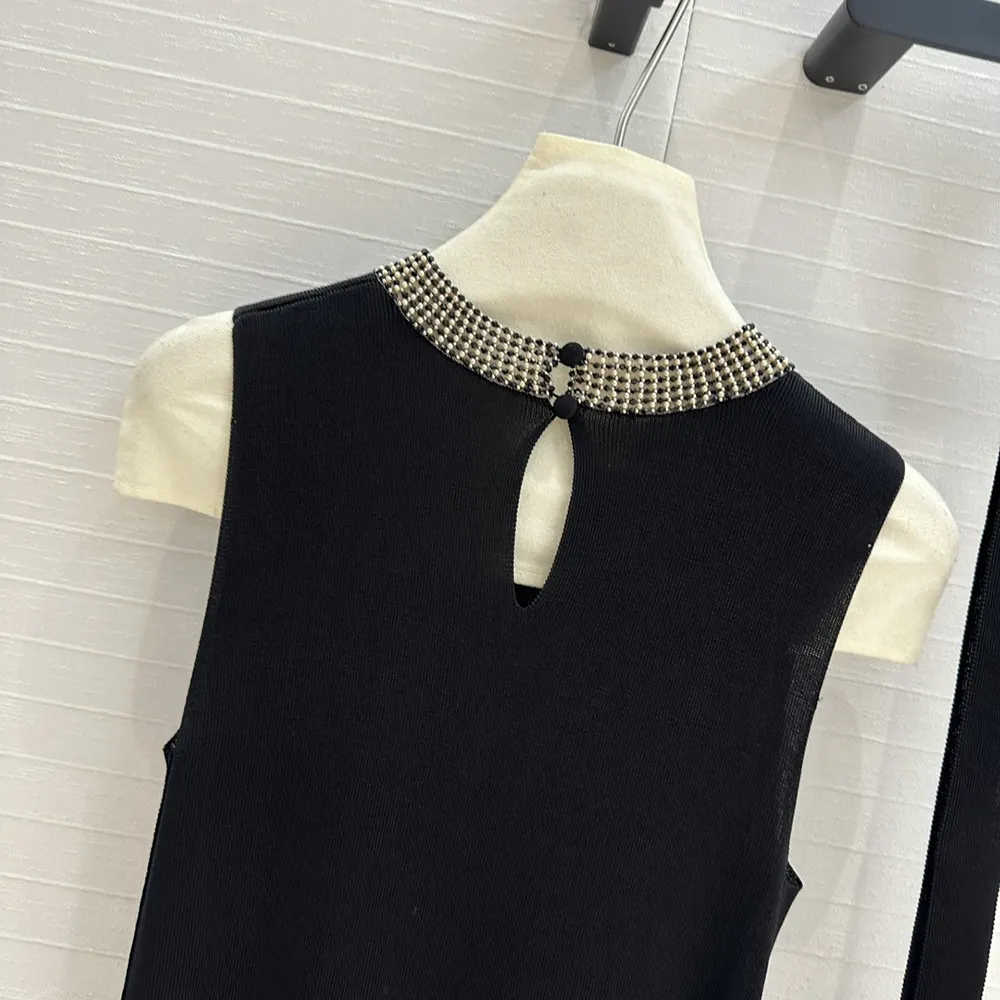 Dior Women Embroidered Tunic Black Silk Ribbed Knit - image 6
