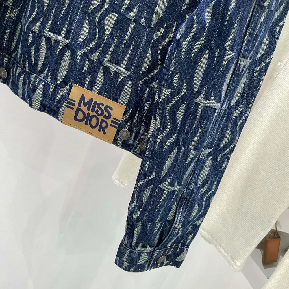 Dior Men Jacket Cotton Denim with Blue Miss Dior Allover Motif - image 10