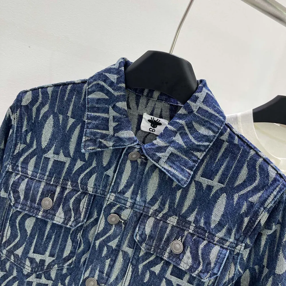 Dior Men Jacket Cotton Denim with Blue Miss Dior Allover Motif - image 4