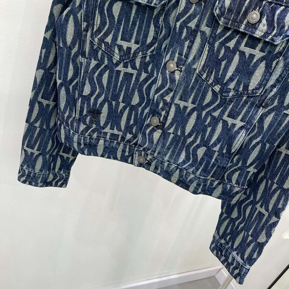 Dior Men Jacket Cotton Denim with Blue Miss Dior Allover Motif - image 9