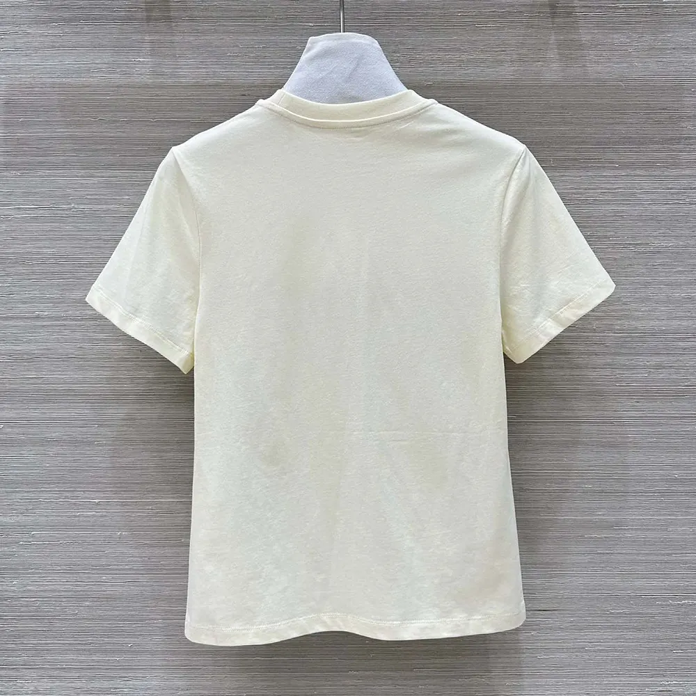 Detail of crew neckline and smooth fabric on Miu Miu Women Jersey T-shirt
