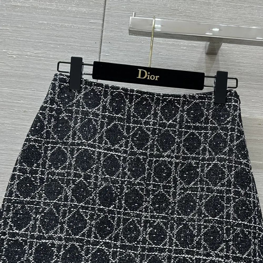 Dior Women Macrocannage Miniskirt Black and White Technical Cotton Tweed - image 4