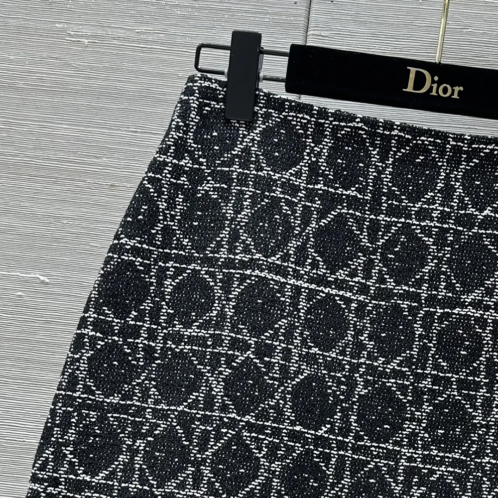 Dior Women Macrocannage Miniskirt Black and White Technical Cotton Tweed - image 5