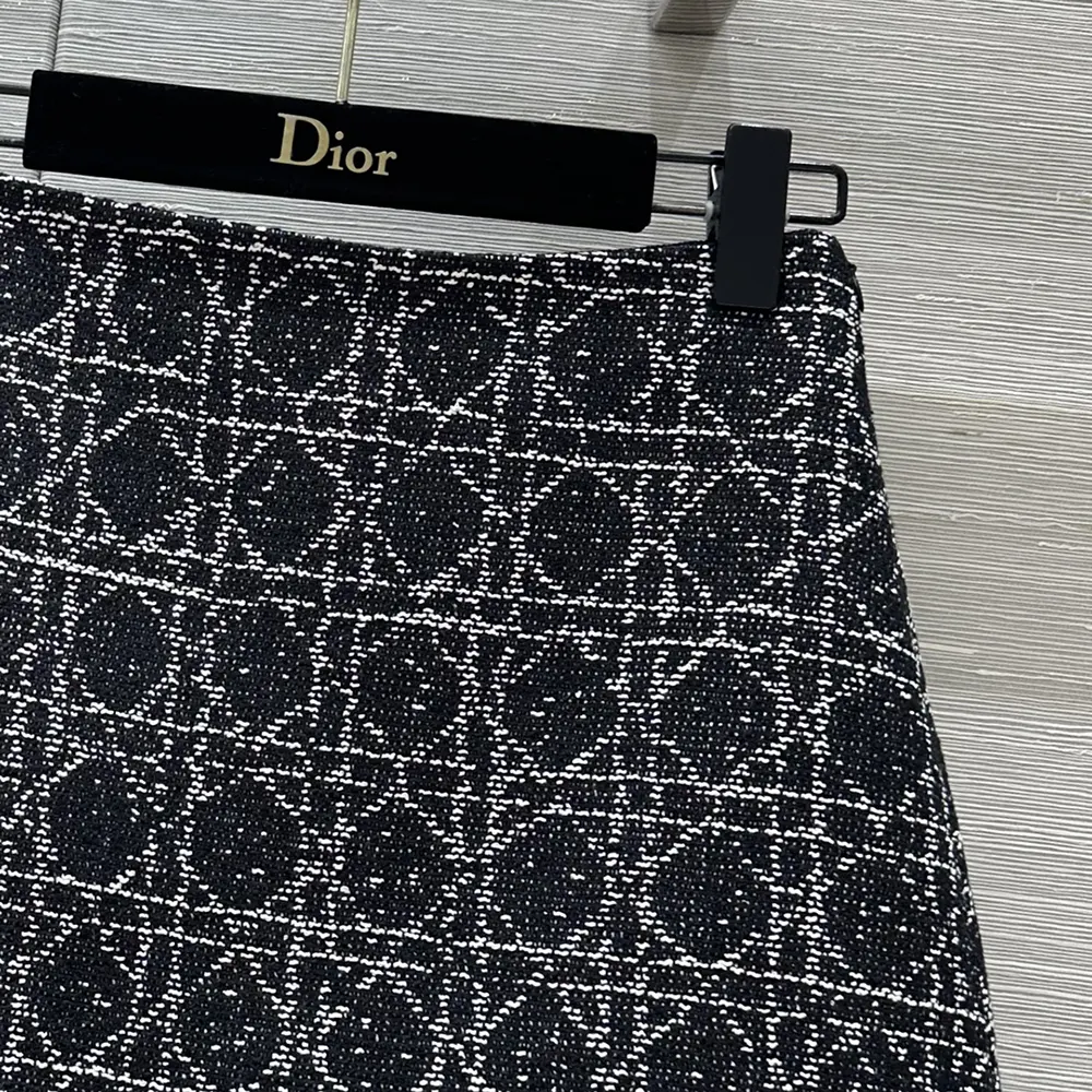 Dior Women Macrocannage Miniskirt Black and White Technical Cotton Tweed - image 6