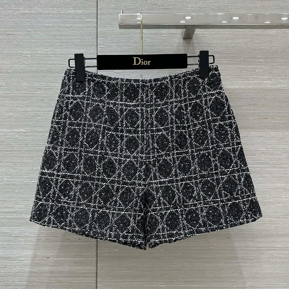 Close-up detail of Versace macrocannage pattern on Dior Women Macrocannage Shorts