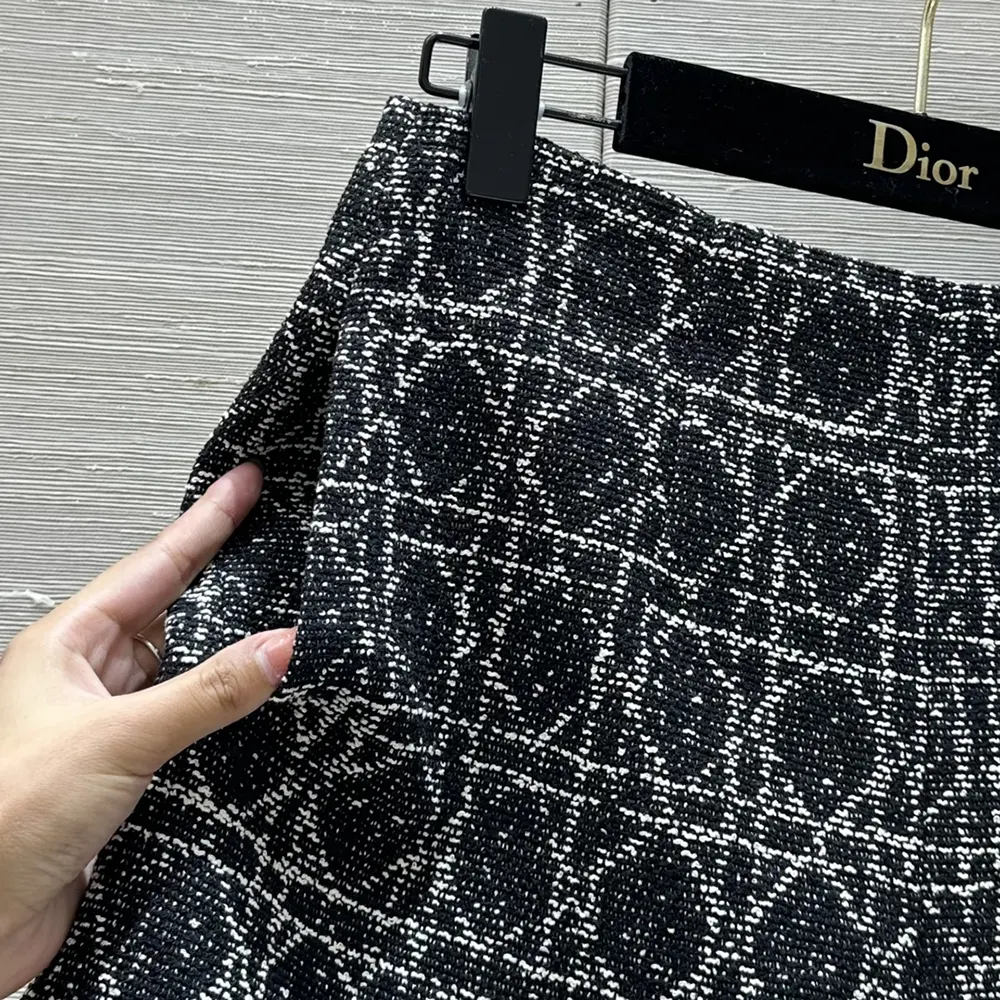 Dior Women Macrocannage Shorts Black and White Cotton Blend Tweed - image 5