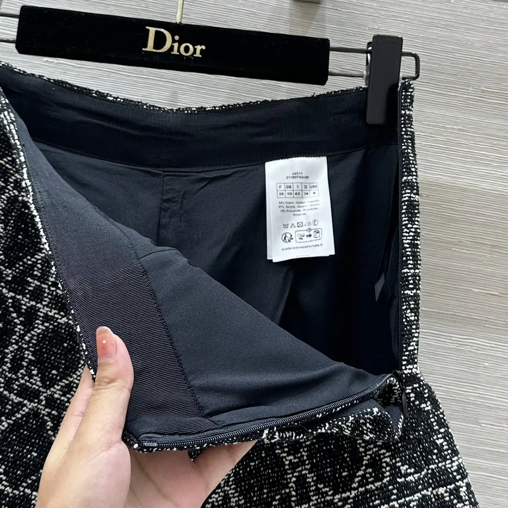 Dior Women Macrocannage Shorts Black and White Cotton Blend Tweed - image 9