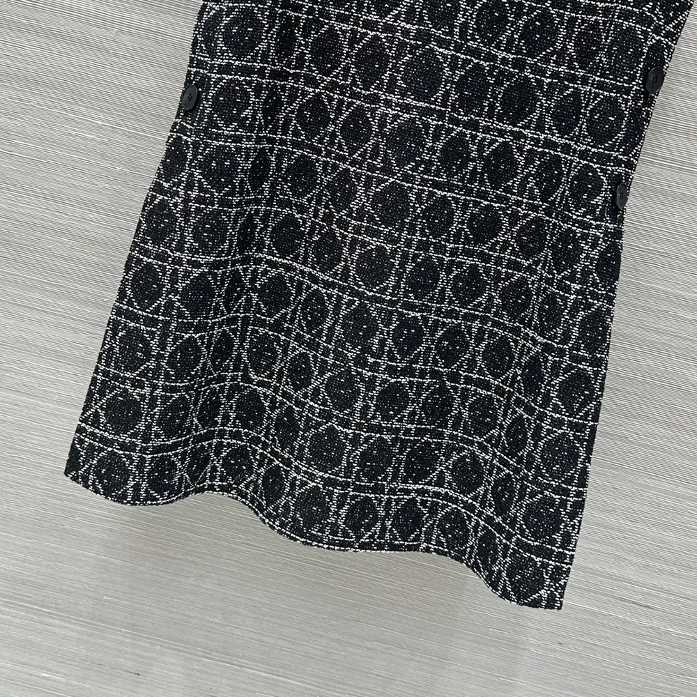 Dior Women Macrocannage Sleeveless Tunic Black and White Cotton Blend Tweed - image 9
