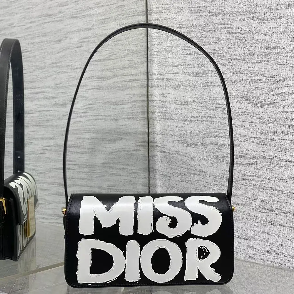 Side profile showing compact silhouette of Dior Women Miss Dior Flap Bag