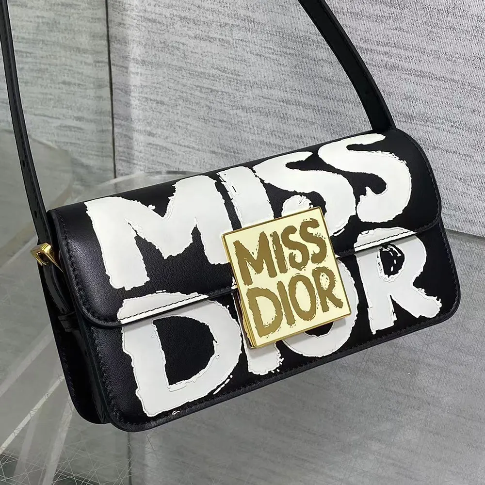 Dior Women Miss Dior Flap Bag Black and White Miss Dior Graffiti Printed Calfskin - image 5