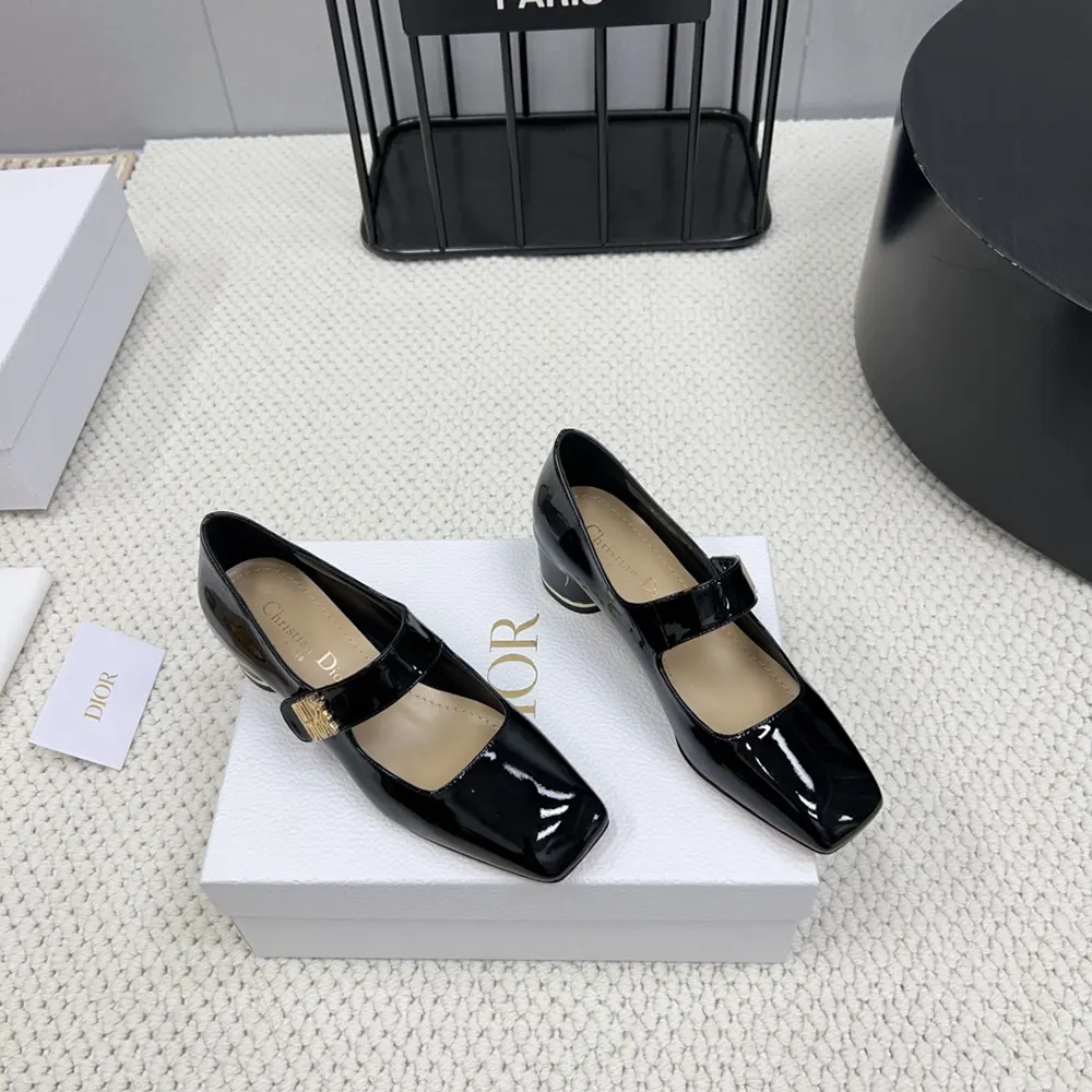 Back angle showing the Dior emblem on the Miss Dior Pump heel