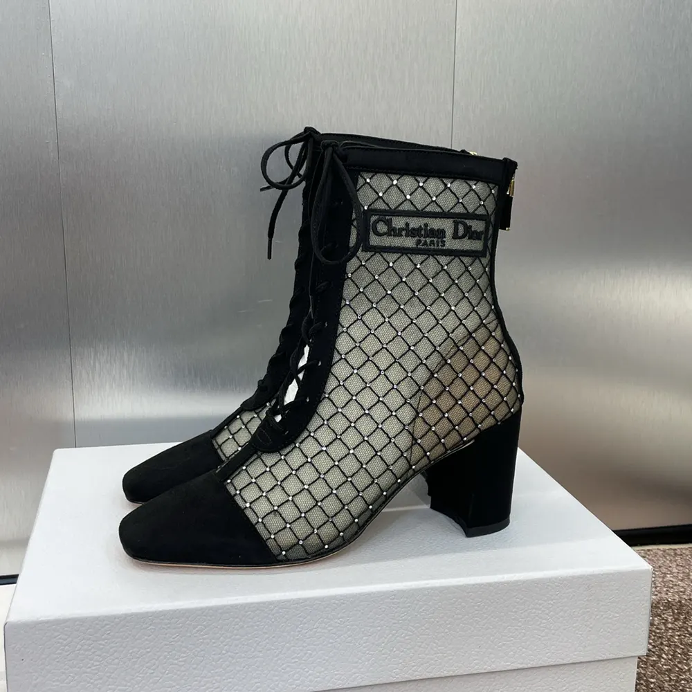 Dior Women Naughtily-D Heeled Ankle Boot Transparent Mesh Embroidered - image 7